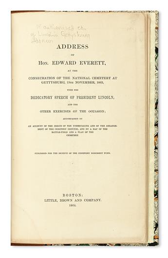 (SLAVERY AND ABOLITION.) LINCOLN, ABRAHAM. Address of Hon. Edward Everett at the Consecration of the National Cemetery at Gettysburg; 9